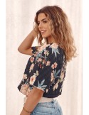 Oversize floral blouse, black, MP29583 - Online store - Boutique